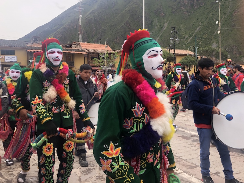 Stuck in Carnival traffic at Ollantaytambo