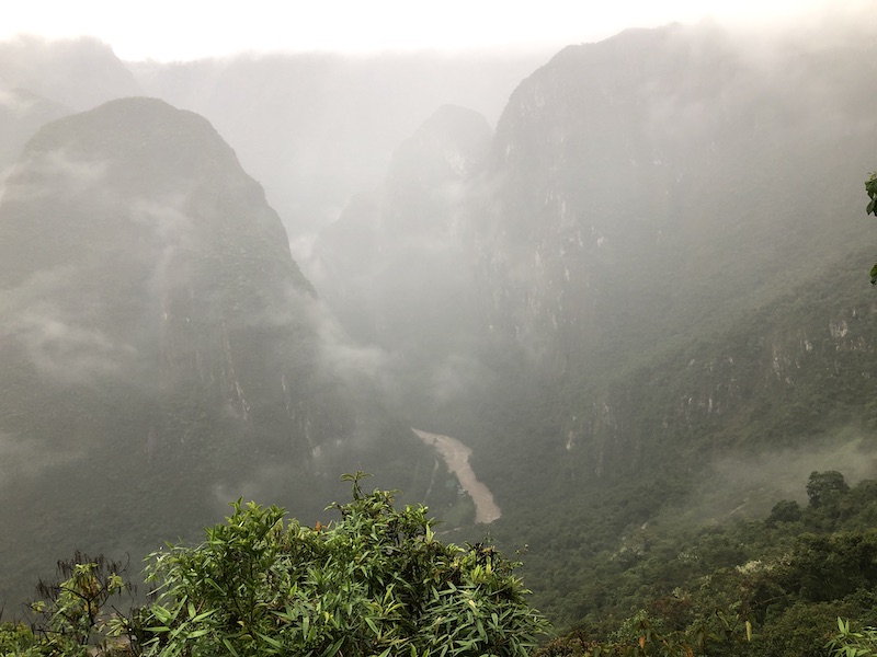 Foggy morning at Machu Picchu