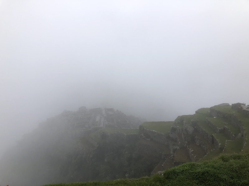 Foggy morning at Machu Picchu