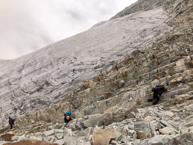 Climbing to the high camp