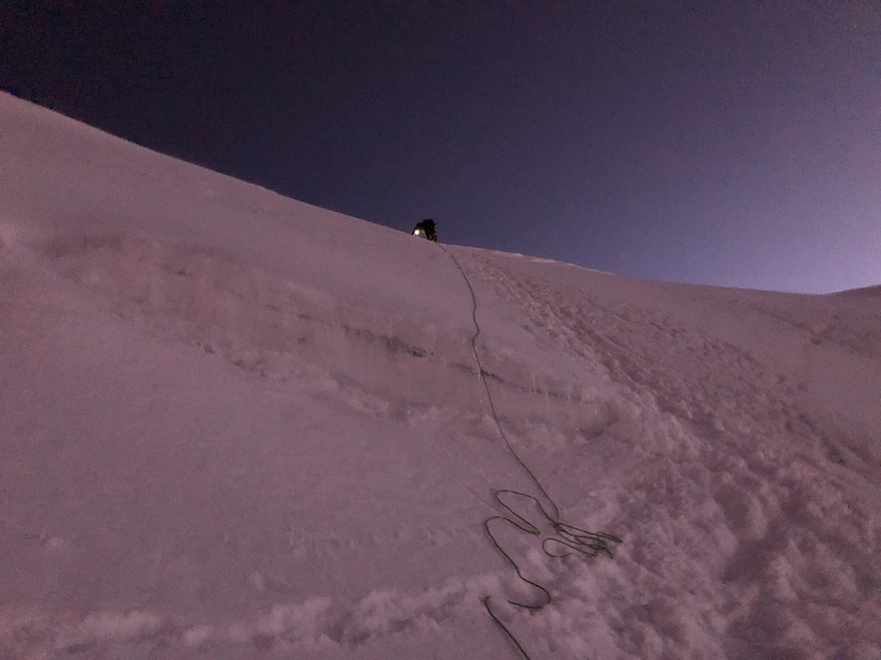 Ice wall that we climbed on the way up and down climbed on the way back